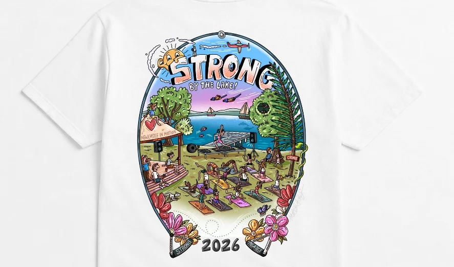 STRONG By The Lake tee - Mitch Revs artwork printed on the back